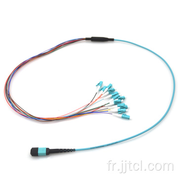 Câble hybride MPO-LC 12F OM3 0,9 mm